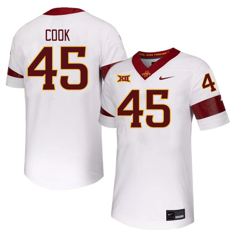 Men #45 Alec Cook Iowa State Cyclones College Football Jerseys Stitched-White